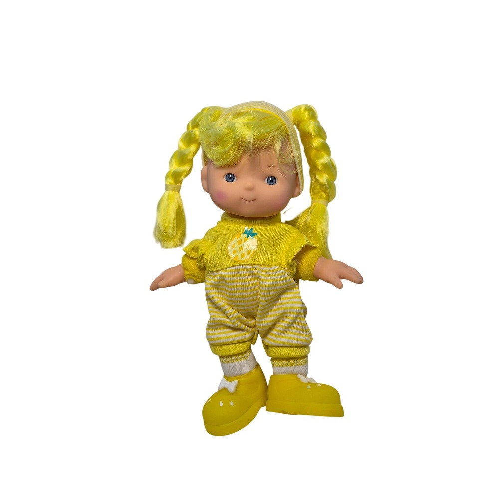 1984 Vtg 80s Gi-Go Toys Fruit Kiss Kids Doll Yellow Pineapple Lemon Babydoll 9"